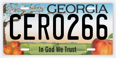 GA license plate CER0266