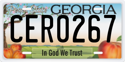 GA license plate CER0267