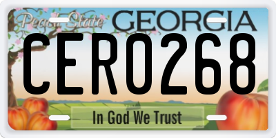 GA license plate CER0268