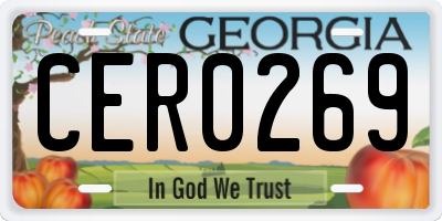 GA license plate CER0269