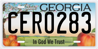 GA license plate CER0283