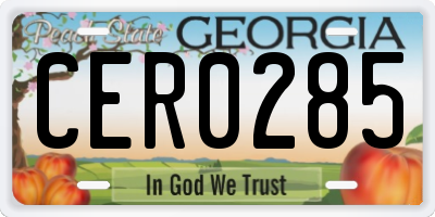 GA license plate CER0285