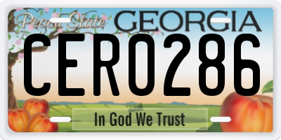 GA license plate CER0286