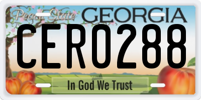 GA license plate CER0288