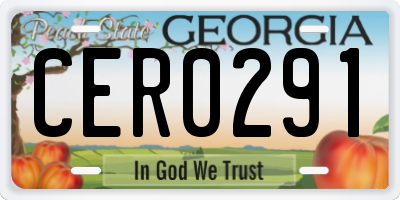 GA license plate CER0291