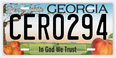 GA license plate CER0294