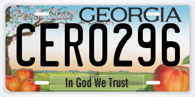 GA license plate CER0296