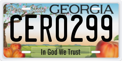 GA license plate CER0299