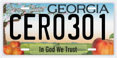 GA license plate CER0301