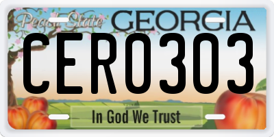 GA license plate CER0303