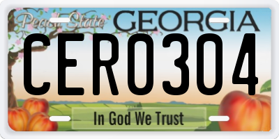 GA license plate CER0304