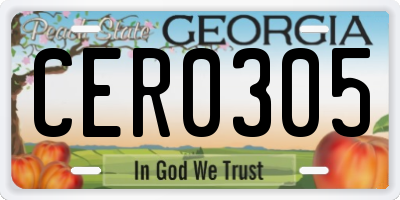 GA license plate CER0305