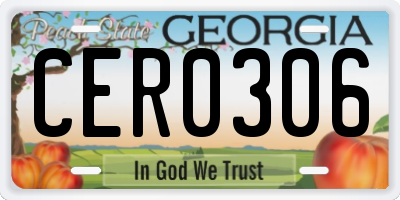 GA license plate CER0306