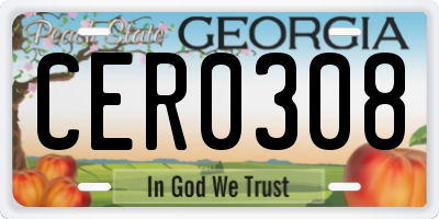 GA license plate CER0308