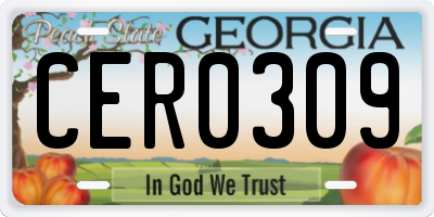 GA license plate CER0309