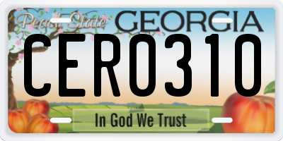 GA license plate CER0310