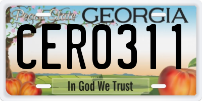 GA license plate CER0311