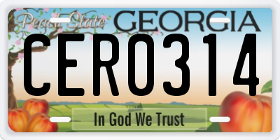 GA license plate CER0314