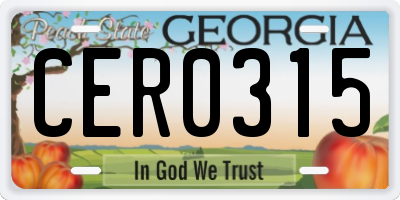 GA license plate CER0315