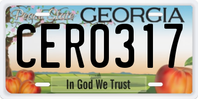 GA license plate CER0317