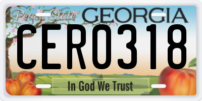 GA license plate CER0318