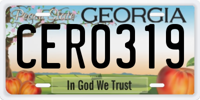 GA license plate CER0319