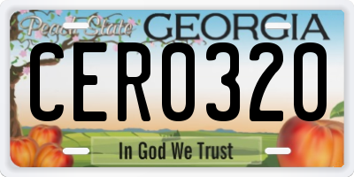 GA license plate CER0320