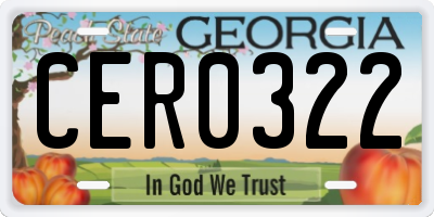 GA license plate CER0322