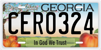 GA license plate CER0324