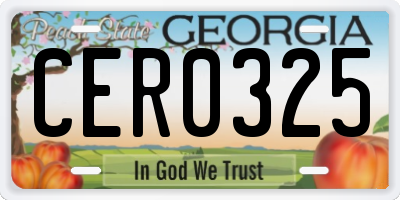 GA license plate CER0325