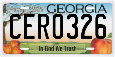 GA license plate CER0326