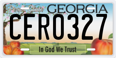 GA license plate CER0327