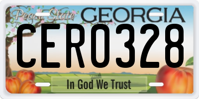 GA license plate CER0328