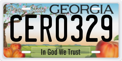 GA license plate CER0329