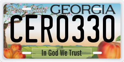 GA license plate CER0330