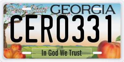 GA license plate CER0331