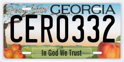 GA license plate CER0332