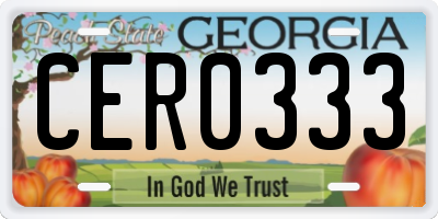 GA license plate CER0333