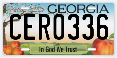 GA license plate CER0336