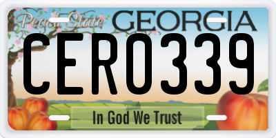 GA license plate CER0339