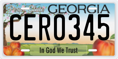 GA license plate CER0345