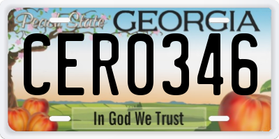 GA license plate CER0346