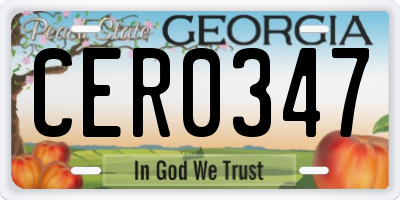 GA license plate CER0347
