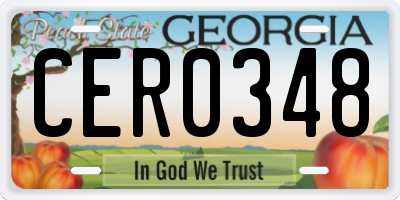 GA license plate CER0348