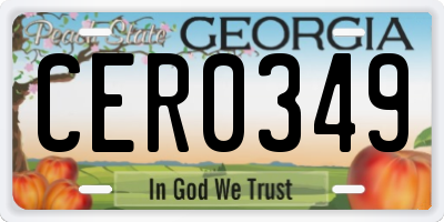 GA license plate CER0349