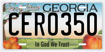 GA license plate CER0350