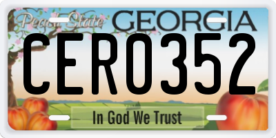 GA license plate CER0352