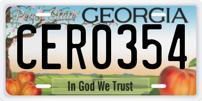 GA license plate CER0354