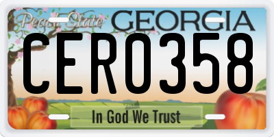 GA license plate CER0358