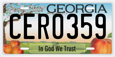 GA license plate CER0359